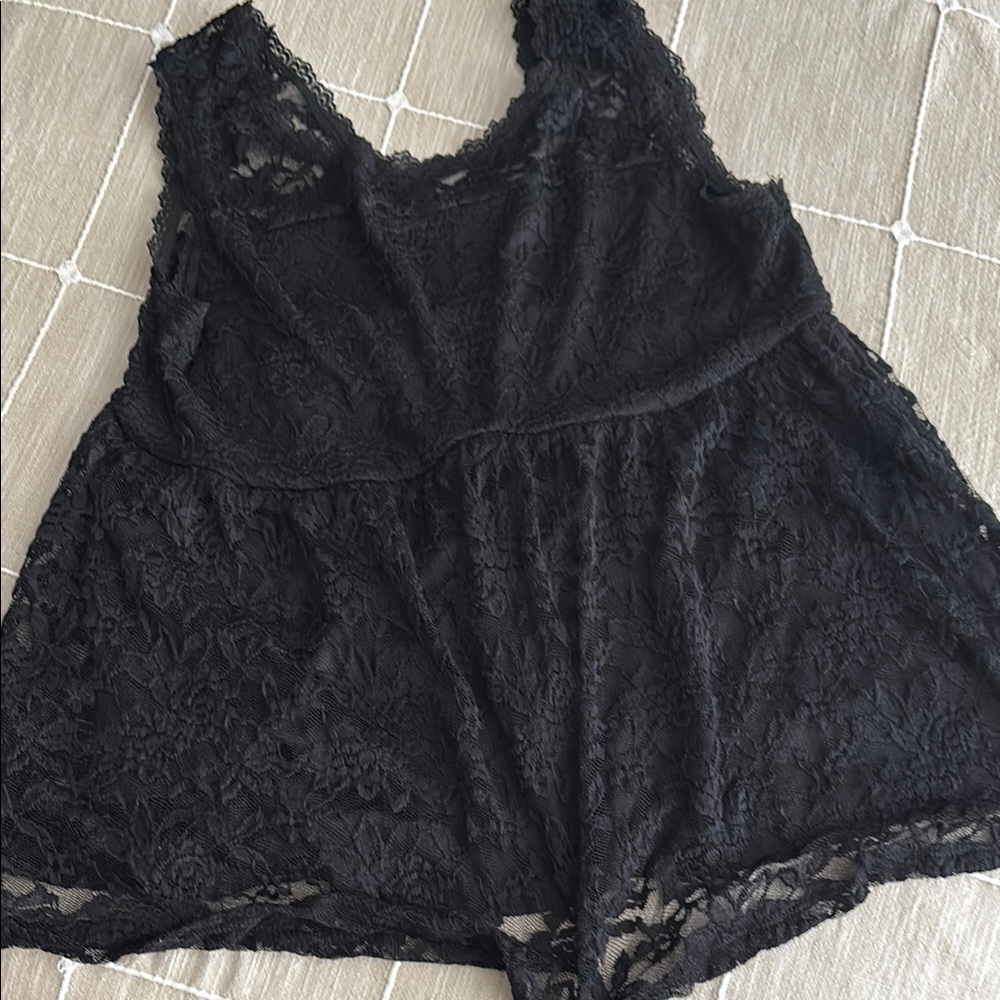 Black Lace Sleeveless Babydoll Top